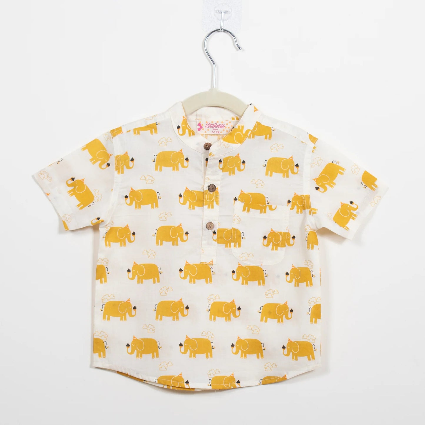 Boys Yellow Elephant  Half-Sleeve Shirt