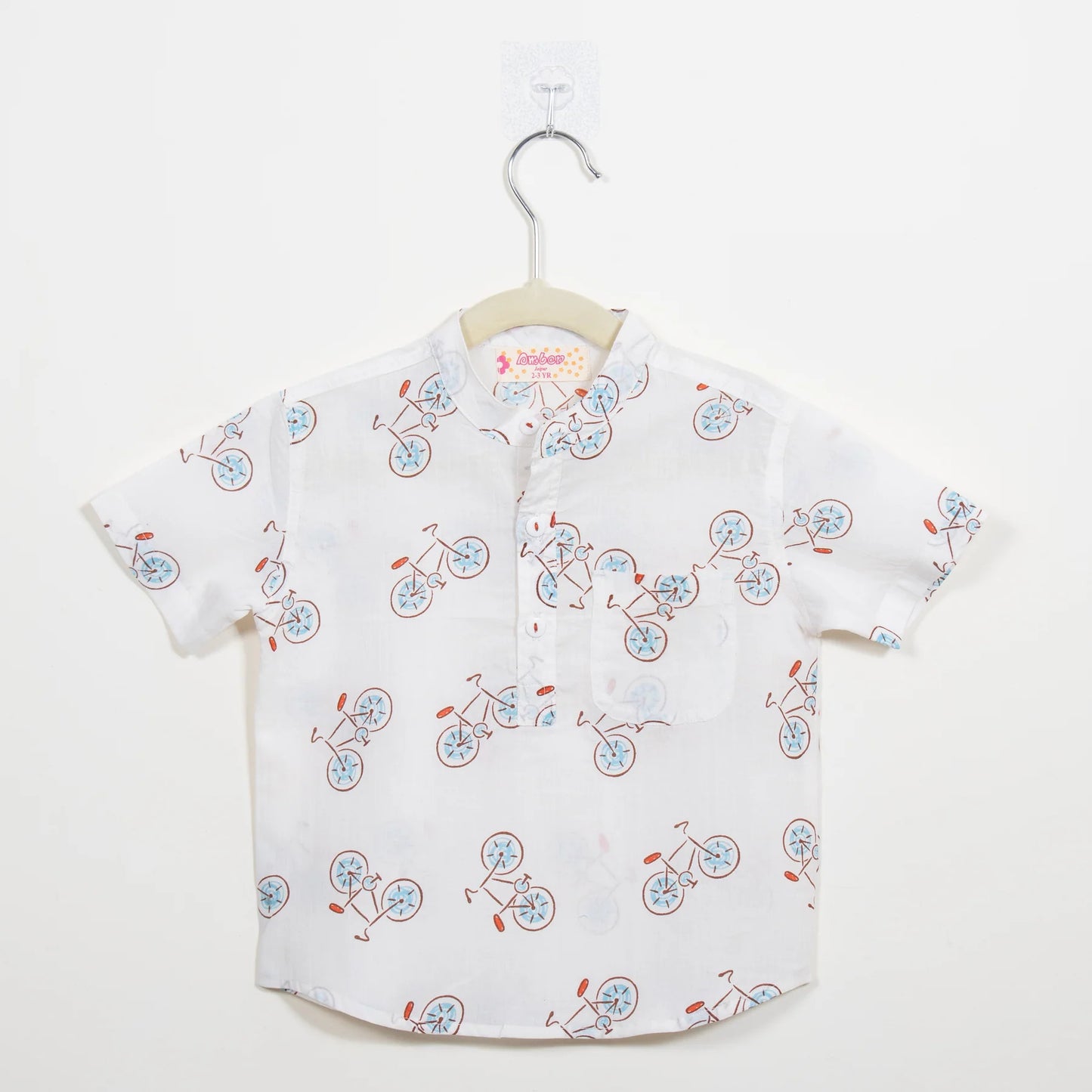 Boys White Cycle Half-Sleeve Shirt