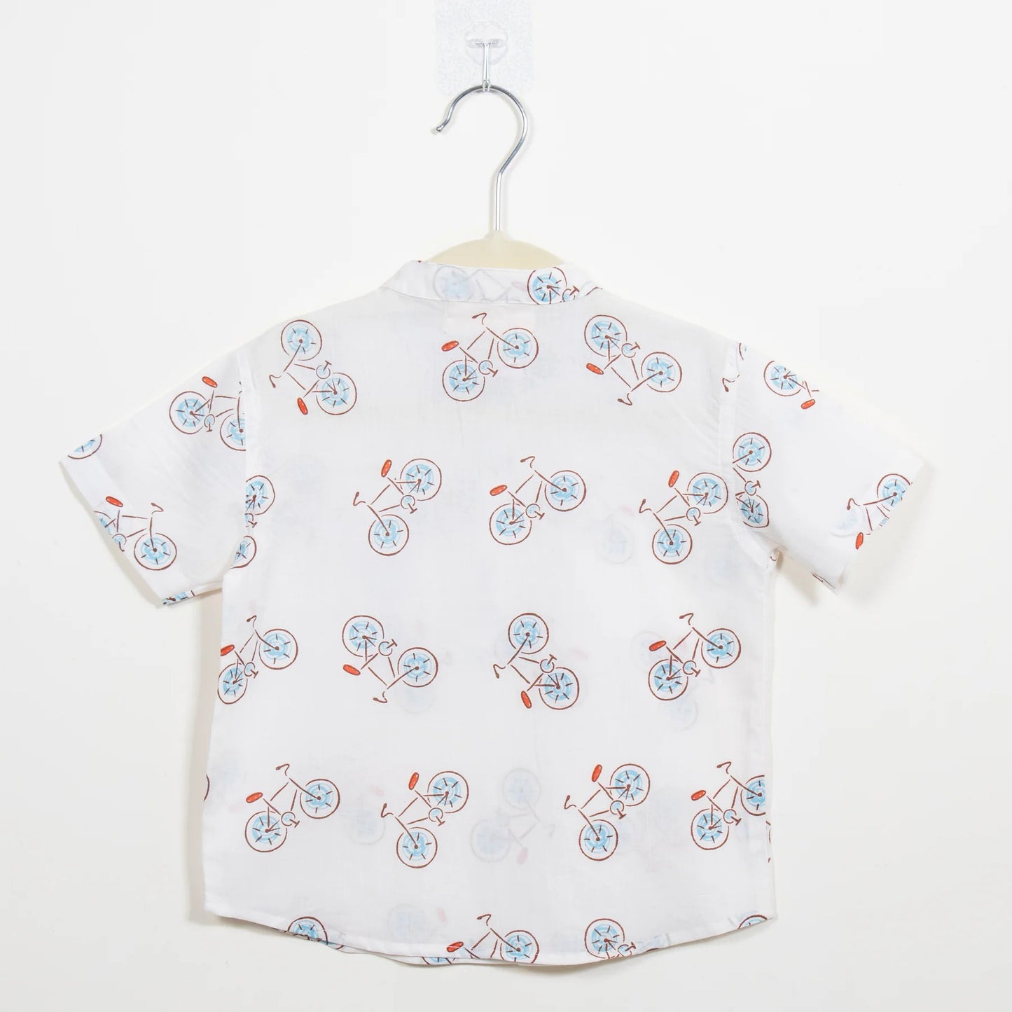 Boys White Cycle Half-Sleeve Shirt