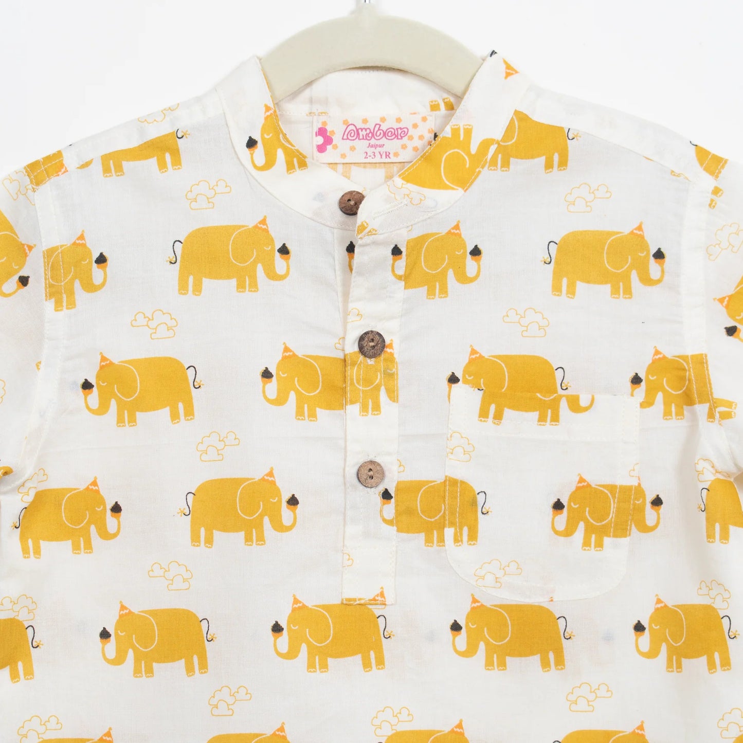 Boys Yellow Elephant  Half-Sleeve Shirt