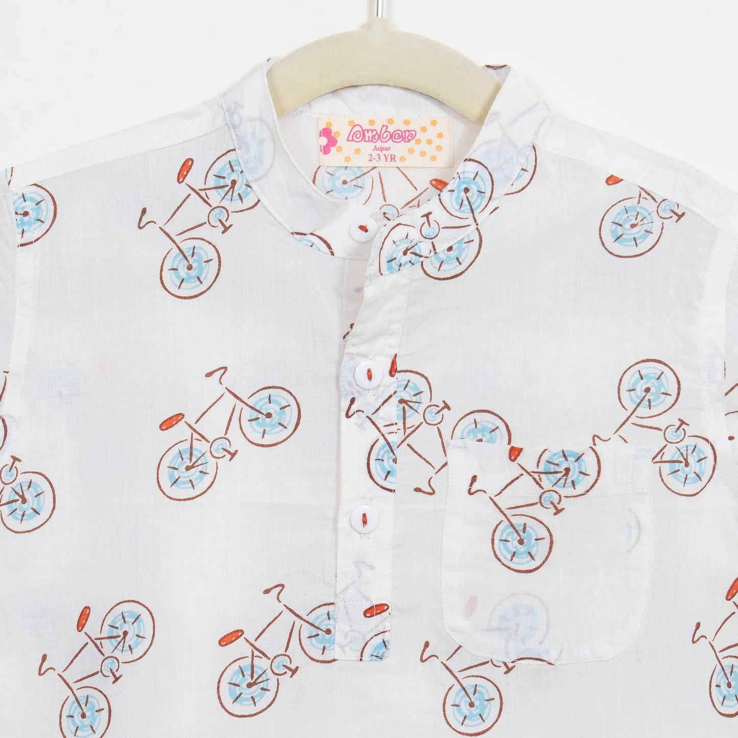 Boys White Cycle Half-Sleeve Shirt