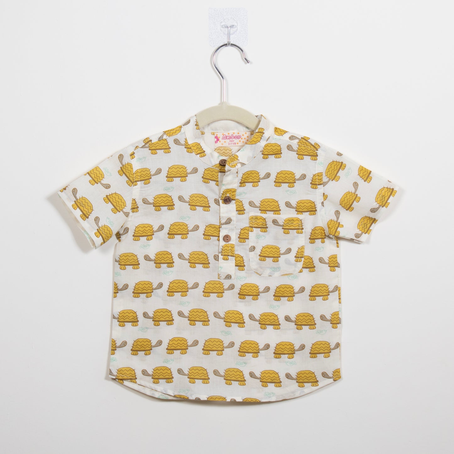 Boys Yellow Turtle Half-Sleeve Shirt