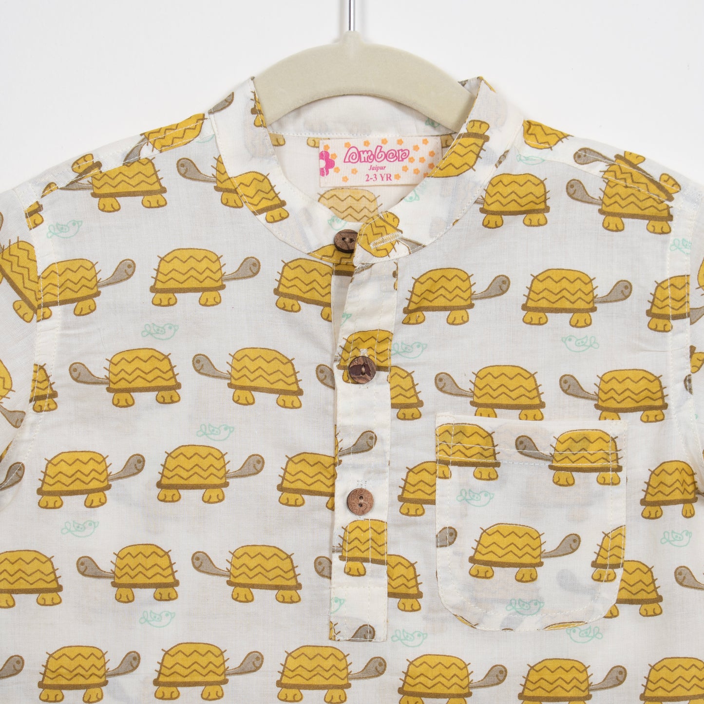 Boys Yellow Turtle Half-Sleeve Shirt