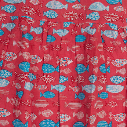 Girls Red and Blue Fish Print Dress