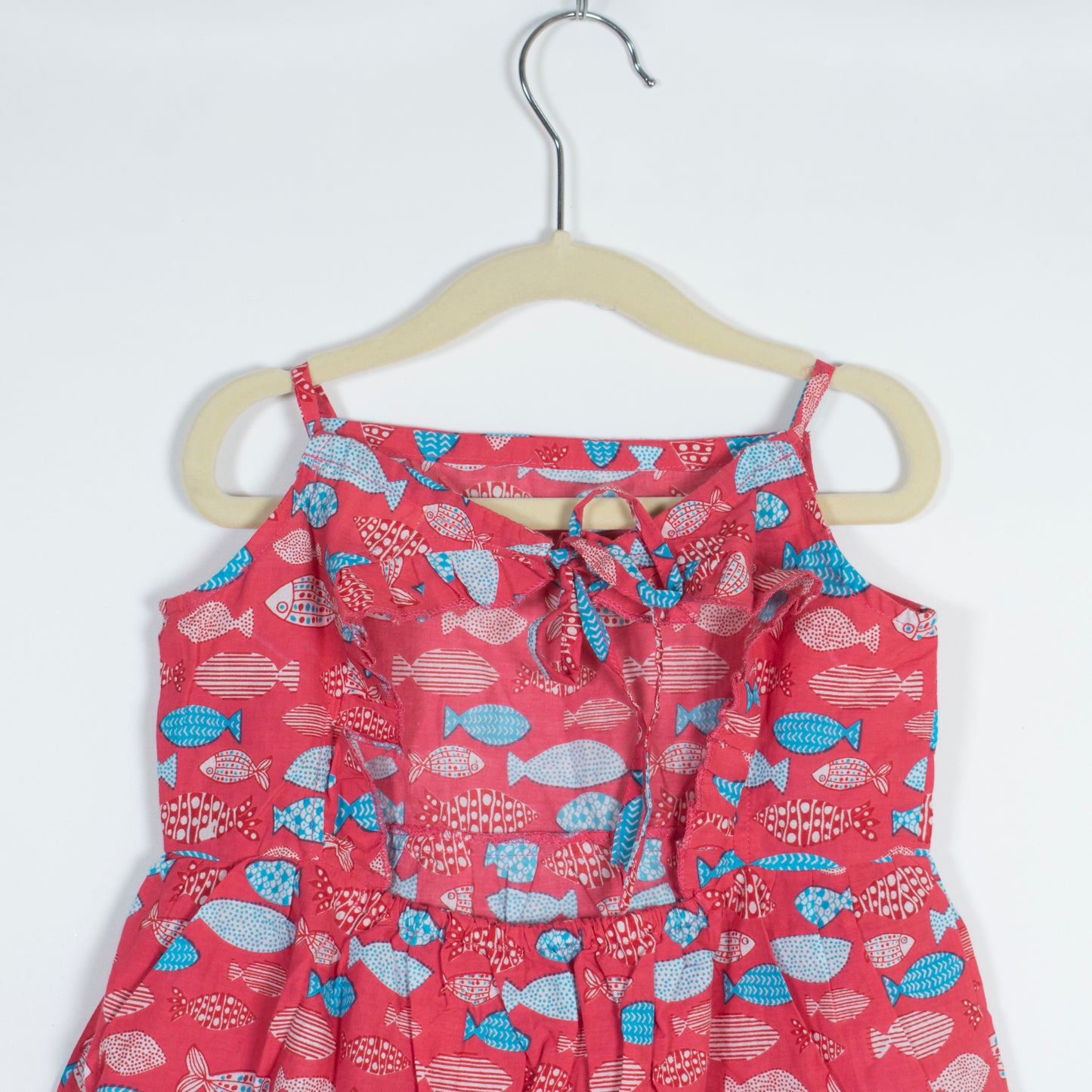 Girls Red and Blue Fish Print Dress